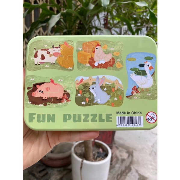 Bộ Ghép Hình Hộp Sắt  PUzzle 5in1 - 5 Level Nhiều Chủ Đề Hấp Dẫn Cho Bé Từ 1 Tuổi