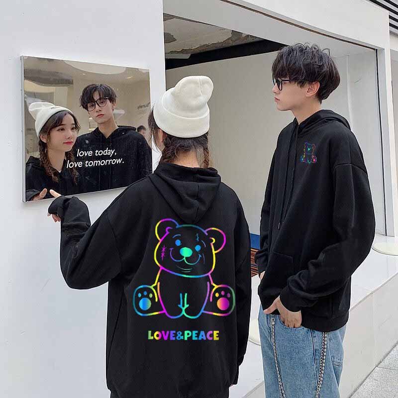 Hoodie nữ cute [ FREE SHIP] Áo Hoodie đôi phản quang in hình chất nỉ dày dặn FORM dáng rộng dành cho cả nam và nữ 055 | BigBuy360 - bigbuy360.vn