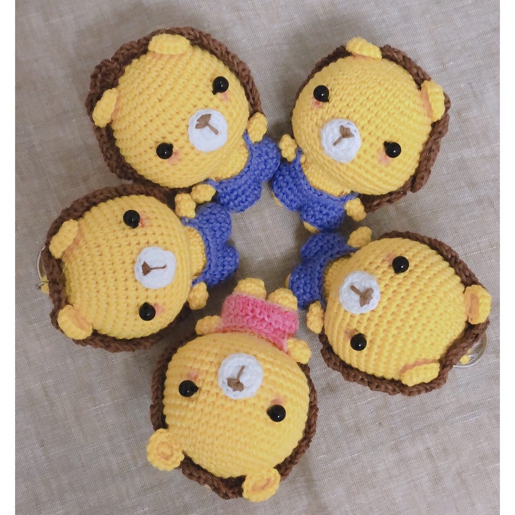 Móc khoá đầu các thú đáng yêu làm bằng len,móc len thú chibi nhồi bông đáng yêu gấu thỏ mèo quà tặng handmade tự làm
