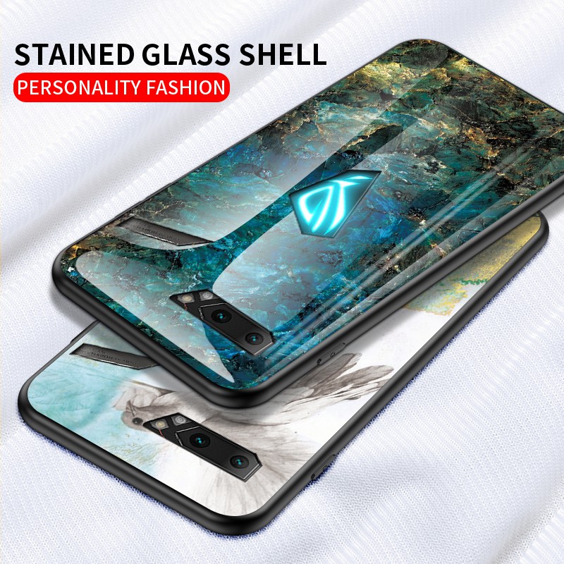 Ốp Điện Thoại Kính Cường Lực Cứng Họa Tiết Cẩm Thạch Cho ASUS ROG Phone II 3 5 Pro ASUS ROG 5 Ultimate Phone 3S ZS660kl ZS661KS