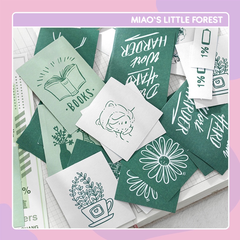 Sticker MIAO'S LITTLE FOREST túi 60 nhãn dán theo tone màu xinh xắn trang trí sổ tay bullet journal MST370