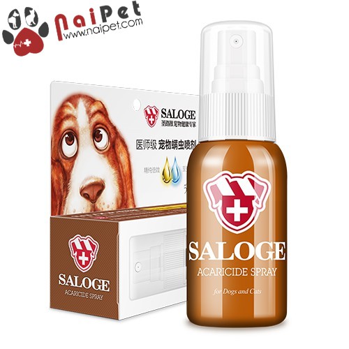 Dung Dịch Xịt Loại Bỏ Ghẻ Chất Nhờn Bệnh Ngoài Da Cho Chó Mèo Saloge Acaricide Spray 55ml