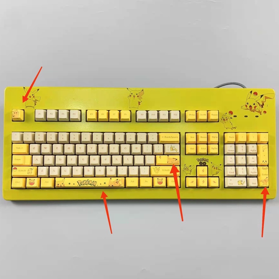 Bộ 4 Nút Bàn Phím Cơ PBT Hình Pikachu Dễ Thương