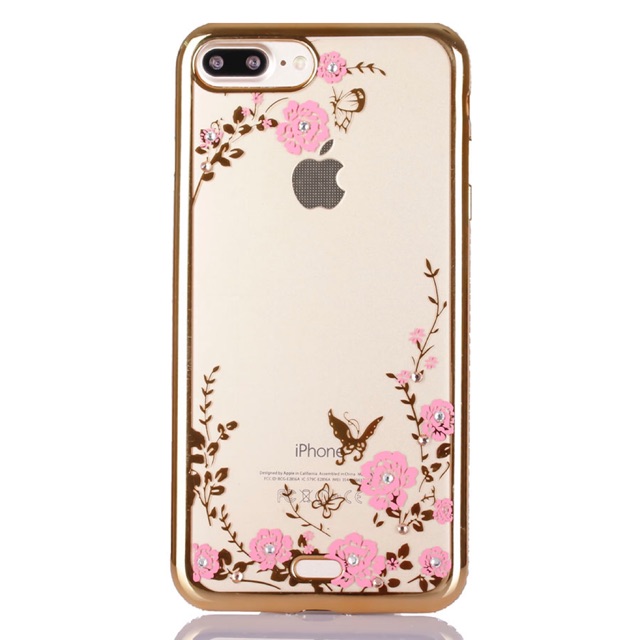 Ốp hoa hồng đính đá iphone 5,5S,5SE,7,8,Xs max
