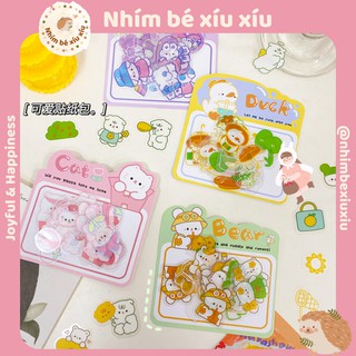 Túi 30 sticker Vịt/Gấu/Chó/Thỏ/Mèo hình dán PET chống nước trang trí điện thoại, sổ tay