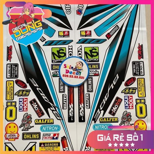 Tem xe Wave Blade xanh đen