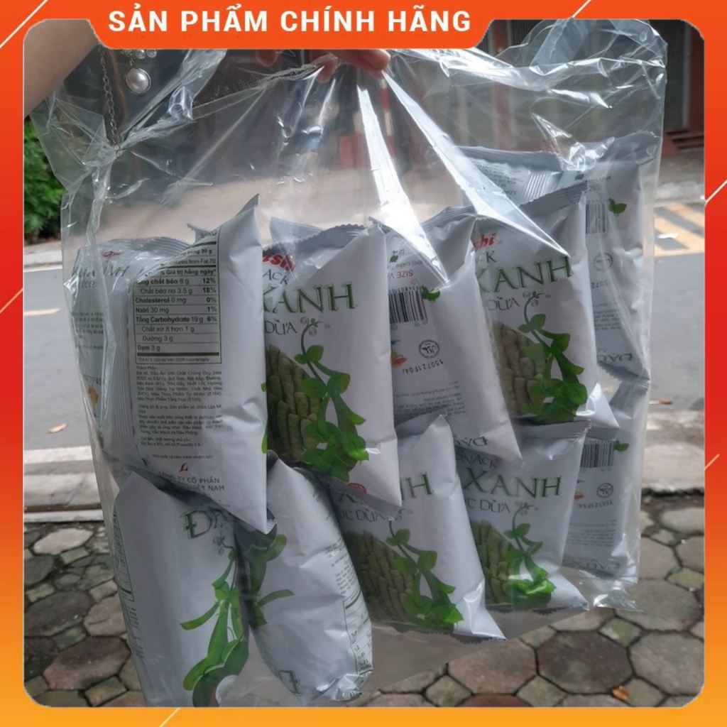 Bịch 10 Gói Bim Bim Oishi Đậu Xanh Nước Cốt Dừa 16g-Ăn Vặt Sumo Snack