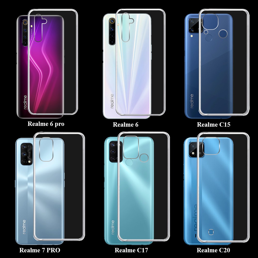 Ốp lưng nhựa dẻo trong suốt cho dòng máy Realme C1 / C2 / C3 / C15 / C17 / C20 / Realme X / XT