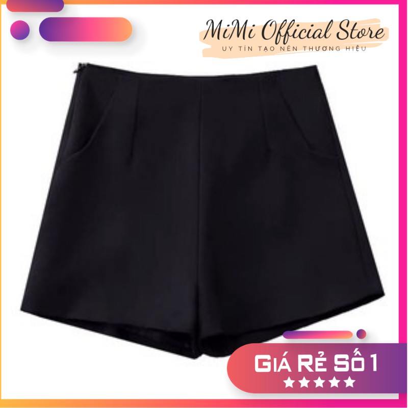 Quần đùi vải cạp cao Quần short vải nữ