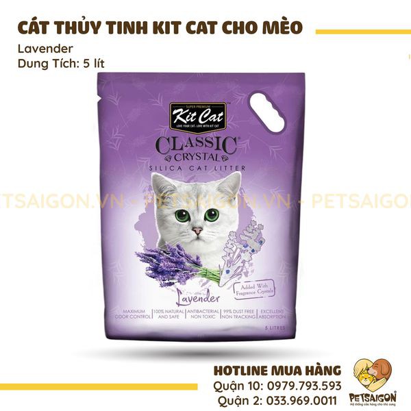 [CHÍNH HÃNG] CÁT VỆ SINH KITCAT THUỶ TINH CHO MÈO - 5L~ 2.4KG