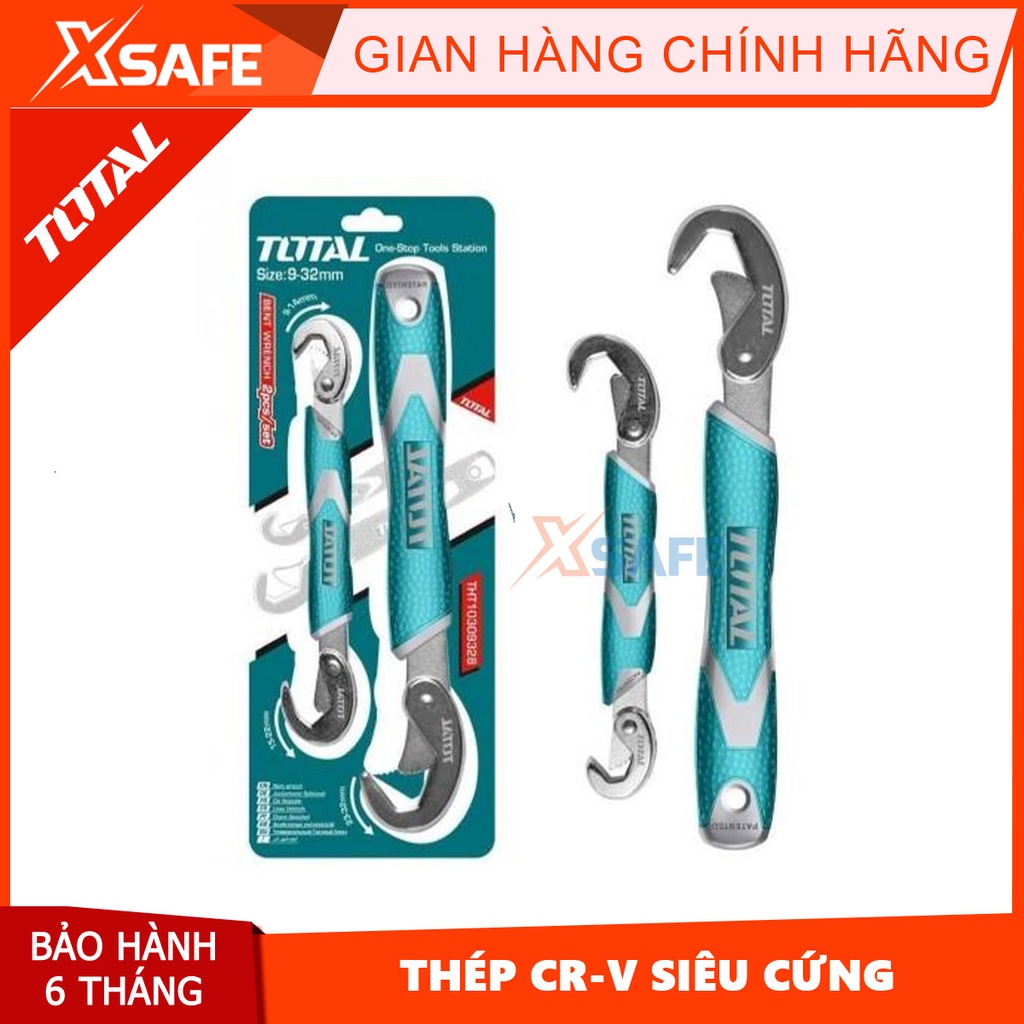 Bộ mỏ lết tự động đóng mở đa năng TOTAL THT10309328 thép Cr-V siêu cứng chống rỉ mở bulong ốc vít, sửa chữa nhà cửa