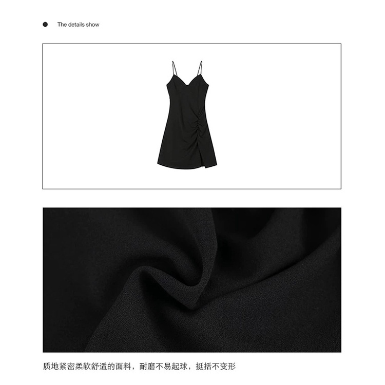 Váy 2 dây body đen nhún eo sexy chất liệu mềm mại | BigBuy360 - bigbuy360.vn