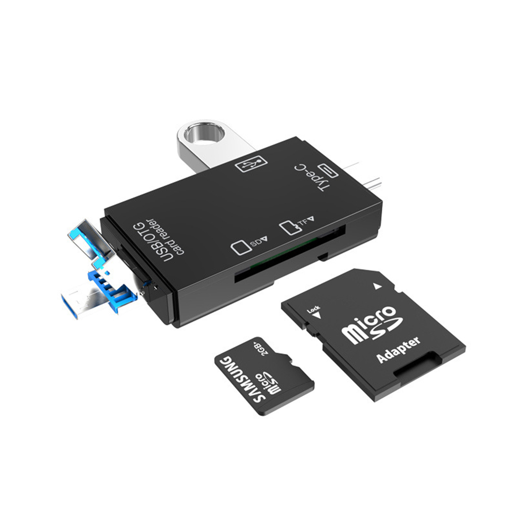 Type-C & Micro USB 6 trong 1 Đầu đọc thẻ OTG Ổ đĩa flash USB2.0 Universal OTG TF / SD Card tốc độ cao