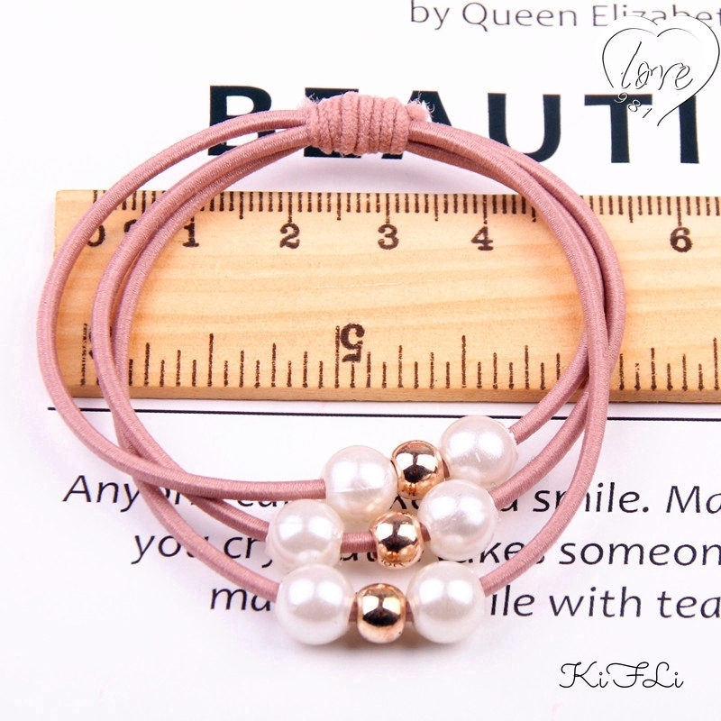 Dây buộc tóc co giãn đính ngọc trai giả xinh xắn