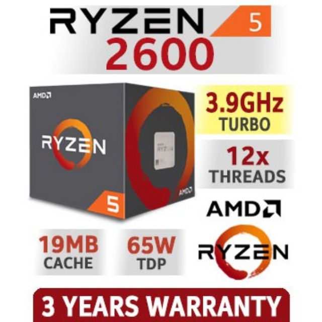 CPU AMD RYZEN 5 2600 (3.4/3.9 GHz) Chính hãng phân phối 36 tháng