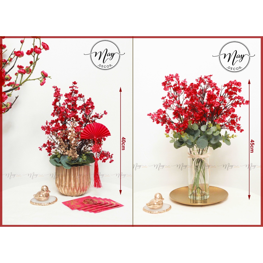 Cây giả, Set Hoa đào đỏ Sakura chưng tết