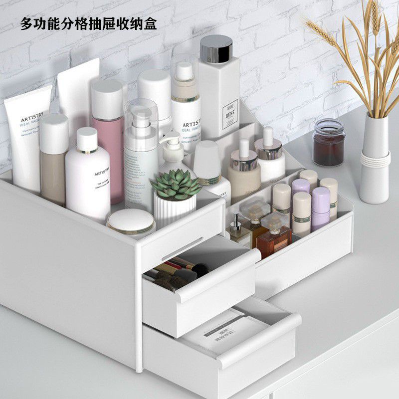 Kệ nhựa đựng mỹ phẩm có 2 ngăn kéo (3 màu,,,