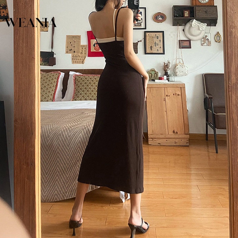 Đầm Dài Hở Lưng Phong Cách Mới Với Dây Đeo Bên Trong