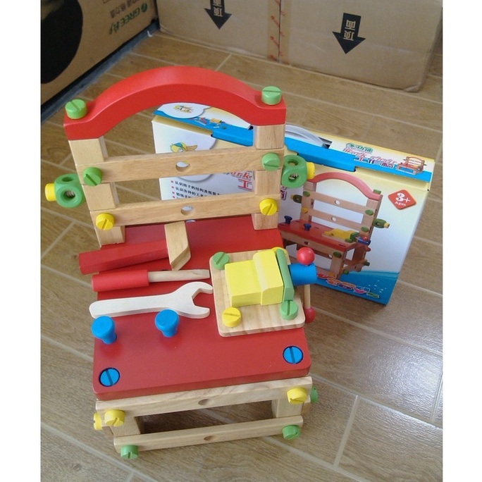 Đồ chơi lắp ráp ghế gỗ Montessori- Đồ chơi thông minh trẻ em MH:9000000191