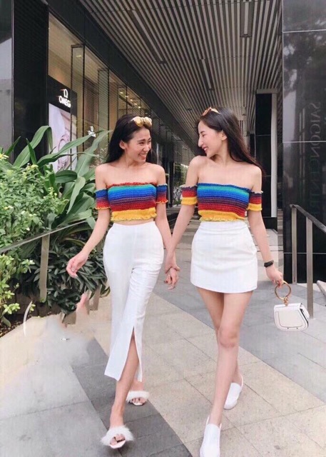 Áo trễ vai dáng croptop phối nhiều màu chun thân sexy RUBI A006 | WebRaoVat - webraovat.net.vn