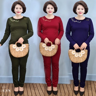 TN77 - Đồ bộ mặc nhà cho người trung niên mùa thu đông hàng đẹp