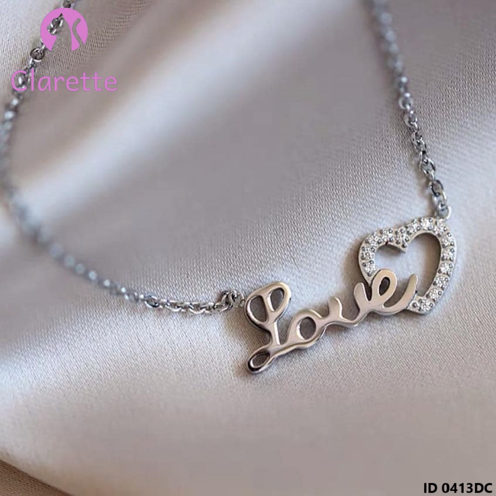 Dây chuyền bạc hình chữ Love Clarette 0413DC