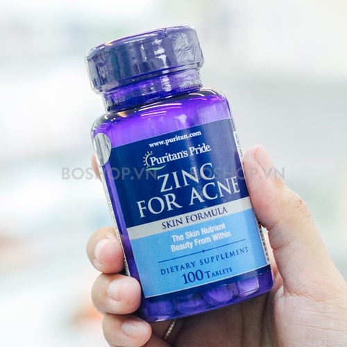 Viên Uống Kẽm Hỗ Trợ Giảm Mụn Puritan's Pride Zinc For Acne 100 Viên
