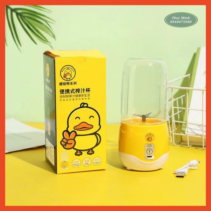 Máy xay sinh tố cầm tay mini Hình Vịt Vàng 4 lưỡi cực mạnh mẫu mới