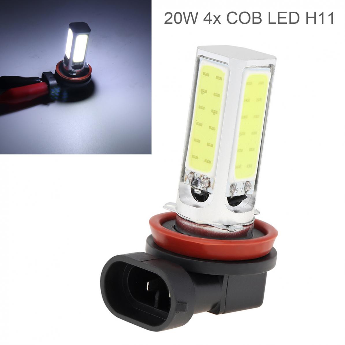 Bóng đèn pha phá sương mù đỗ xe 4 COB LED H11 xenon trắng trơn 12V 20W 6500K-8000K dành cho xe hơi