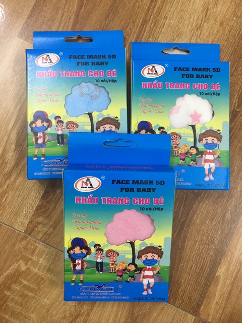 Khẩu Trang 5D Cho Bé - Khẩu Trang Trẻ em Hộp 10 chiếc Hiệu Farmapro | BigBuy360 - bigbuy360.vn