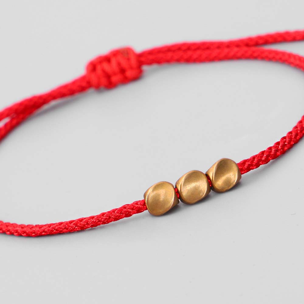 Vòng tay dây sáp xỏ hạt đồng có thể điều chỉnh mang lại may mắn đơn giản dành cho cặp đôi
