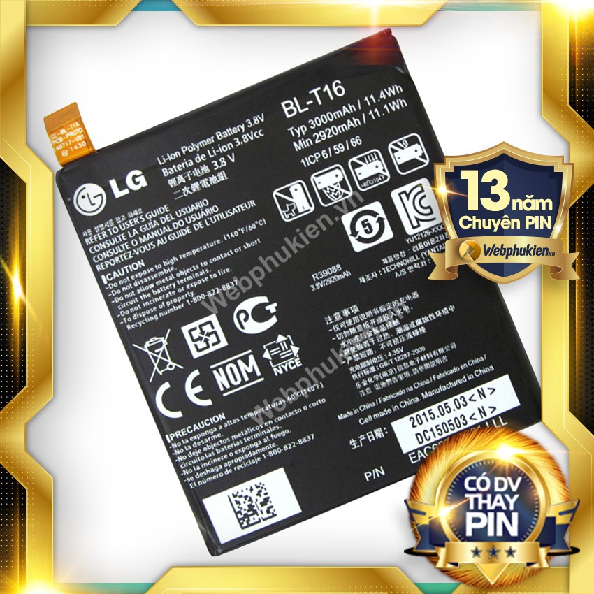 Pin zin cho LG G Flex 2 H950 LS996 H959 (BL-T16) - 3000mAh