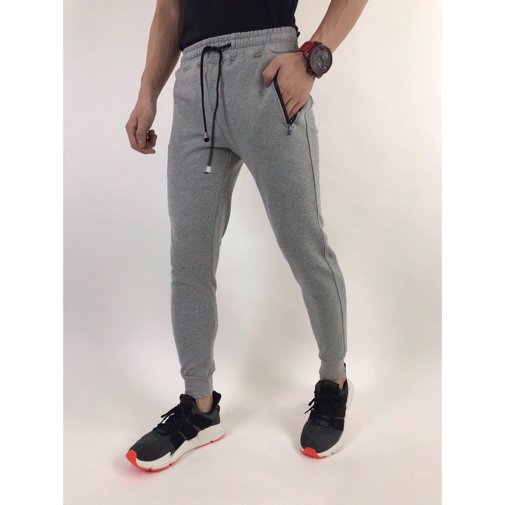 Quần jogger thun phối dây kéo JGT185018