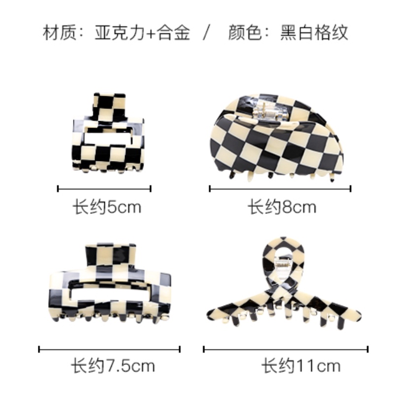 Kẹp tóc bản lớn họa tiết ca rô phong cách Hàn Quốc