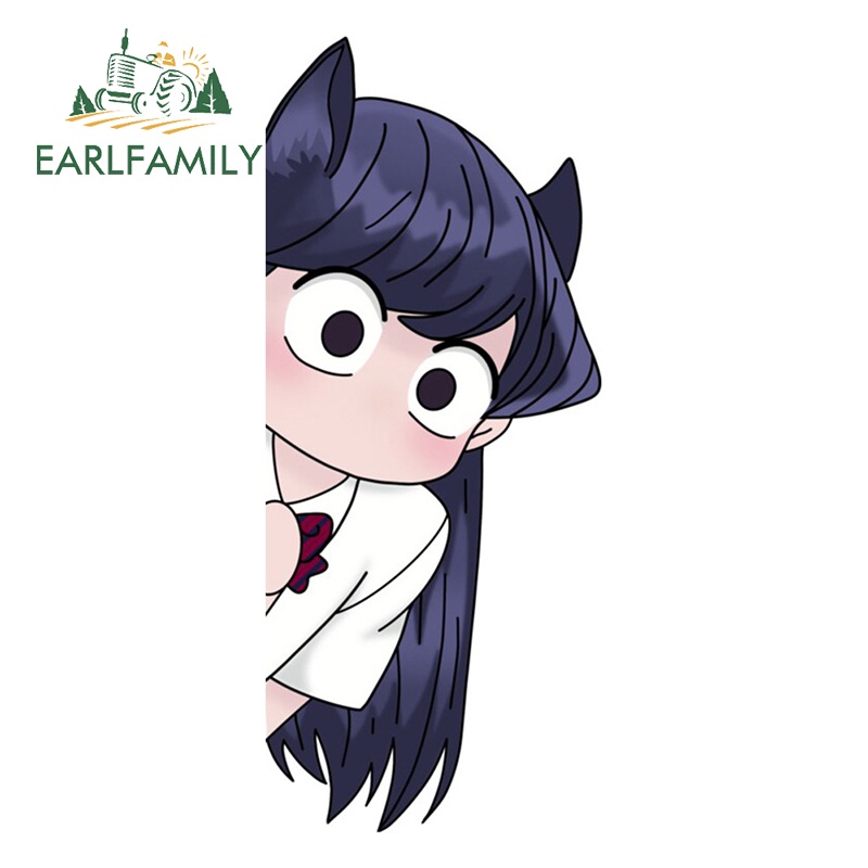 Earlfamily Hình Dán anime komi san peeker Vui Nhộn 13cm Chống Thấm Nước Trang Trí Xe Ván Lướt Sóng