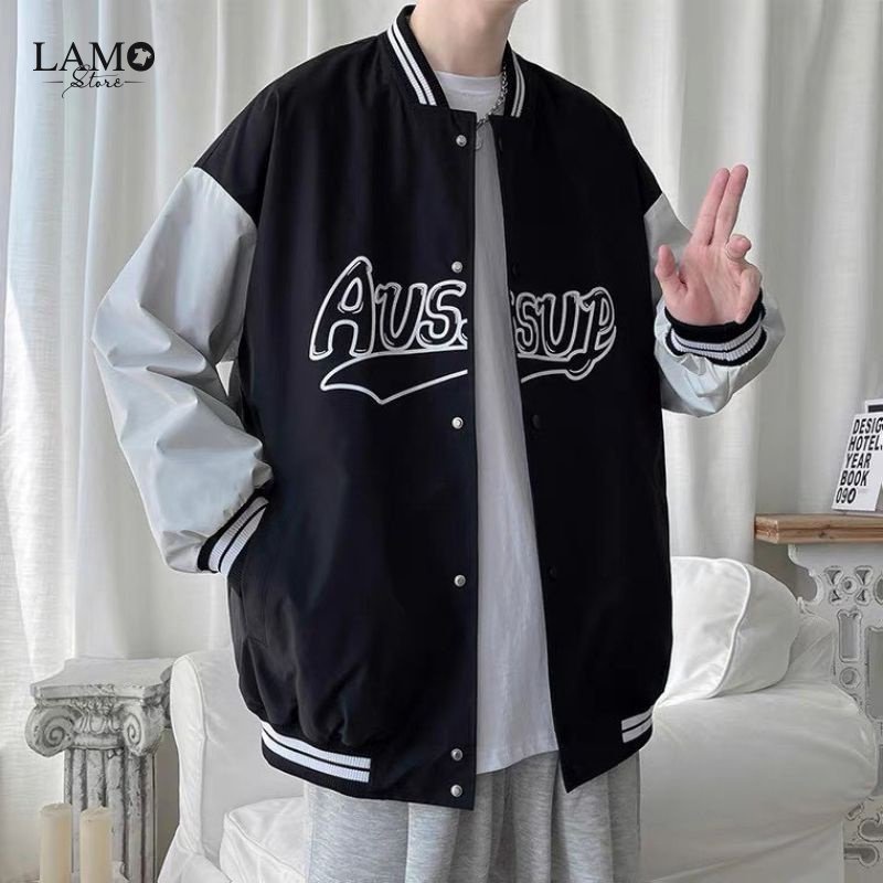Áo Khoác  Bomber Kiểu Nam Nữ In Chữ AUSSUP Thời Trang Unisex(VBB mới)