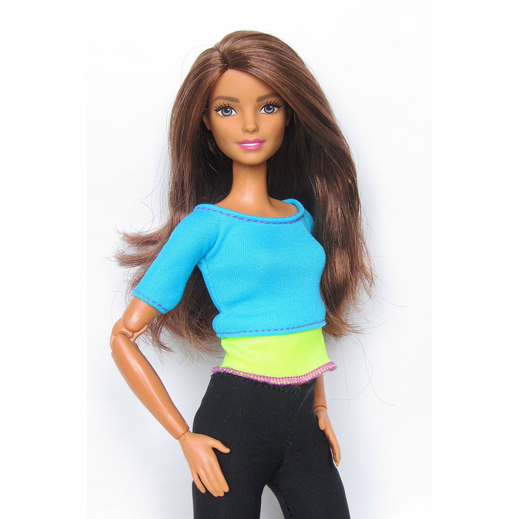 Búp bê BARBIE made to move (MTM) yoga JOYCE áo xanh blue top ĐÃ BÓC HỘP