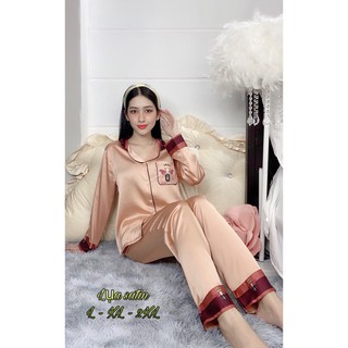 Bộ lụa satin Tay dài Quần dài có size (hình chụp thật 100%)