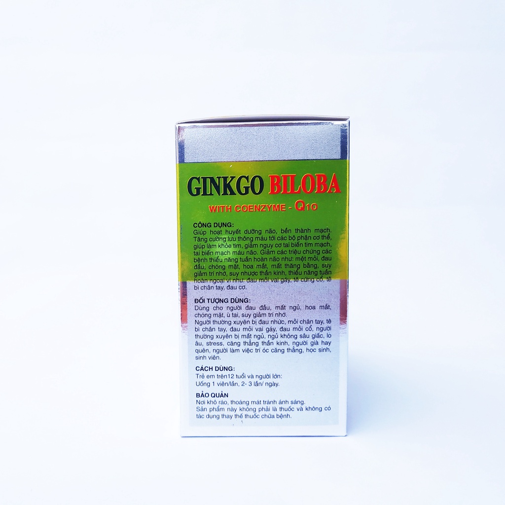 HOẠT HUYẾT DƯỠNG NÃO GINKGO BILOBA WITH COENZYME Q10 - GINKGO BILOBA Q10 - BỔ SUNG DƯỠNG CHẤT CHO NÃO - HỘP 100 VIÊN