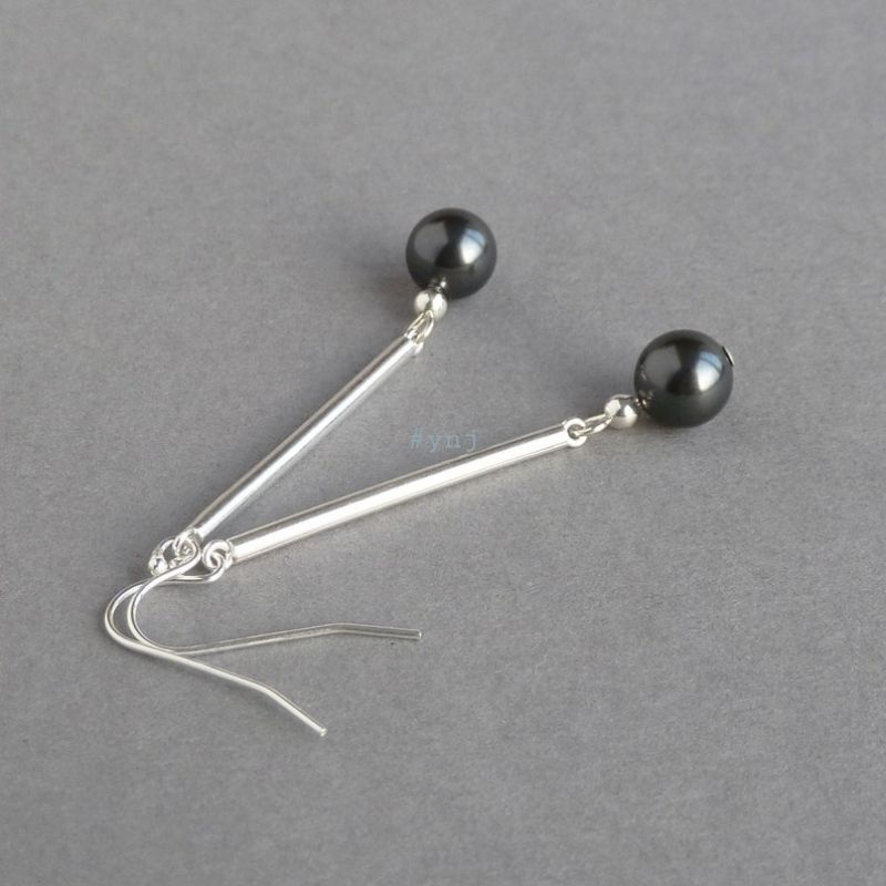 Bông tai bạc đính đá Obsidian 🌼YN JEWELRY