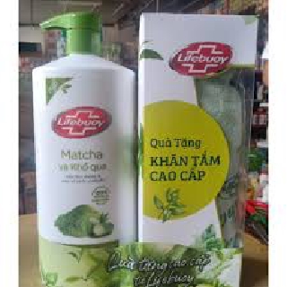 Sữa tắm LIFEBUOY MATCHA & KHỔ QUA chai 850g tặng khăn tắm cao cấp