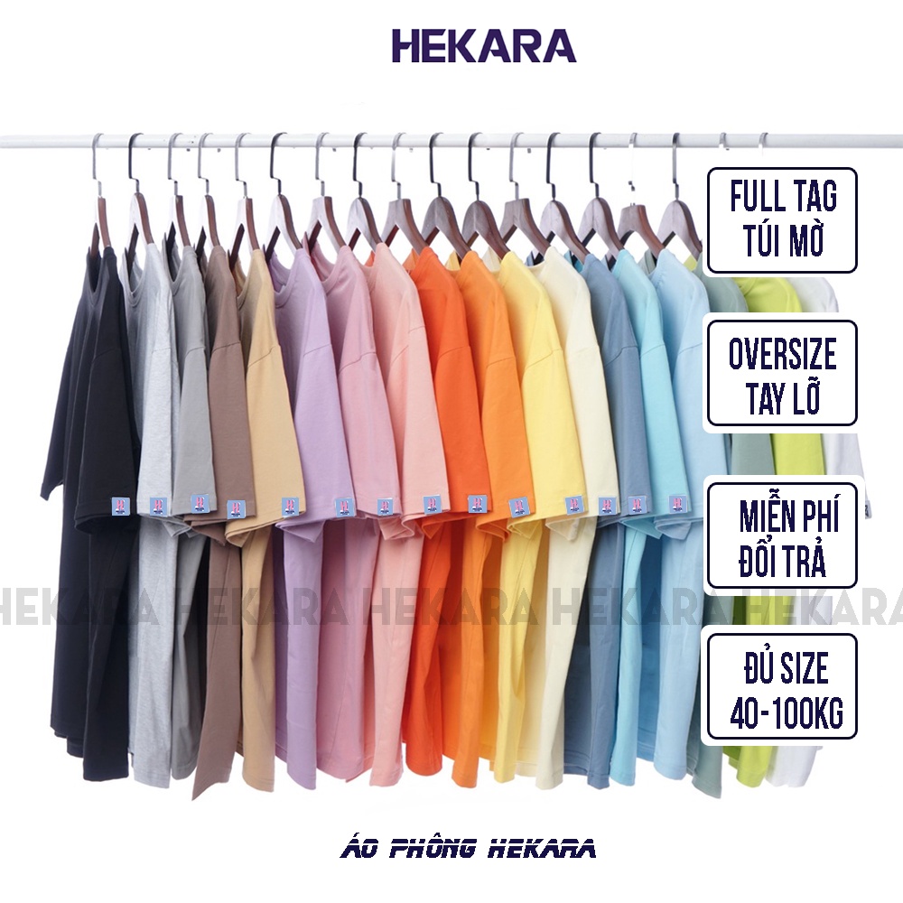 Áo thun trơn Tay lỡ Đủ Size 7 màu cotton 4 chiều phong cách Hàn Quốc, HEKARA