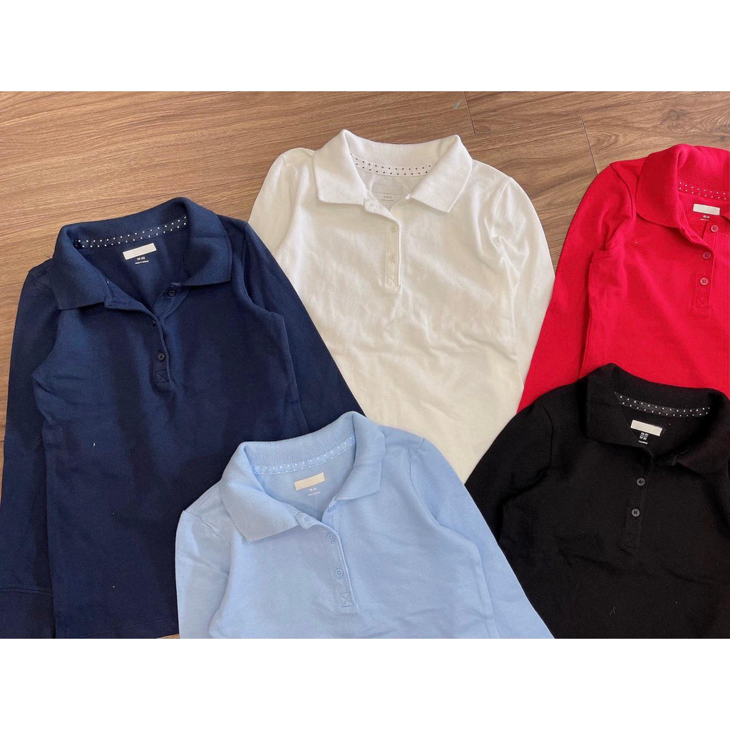 Áo thu đông bé gái cổ polo xuất xịn