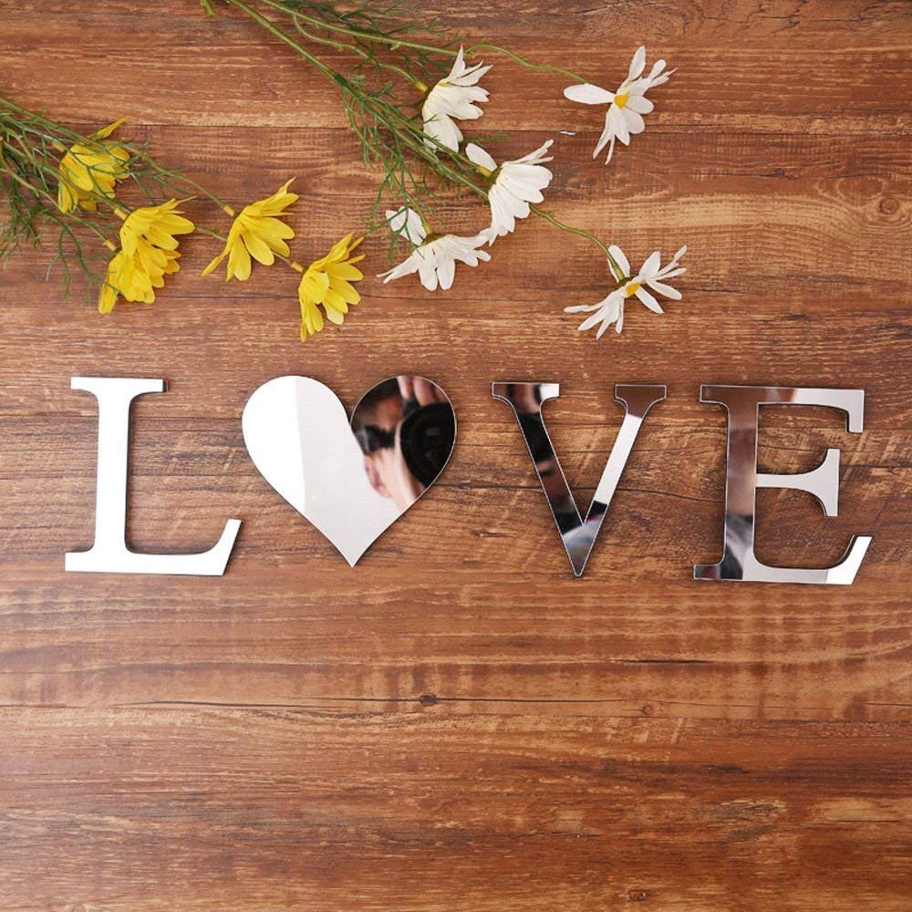 Sticker Dán Tường 3D 26 Chữ Cái Bằng Acrylic Với Họa Tiết Hình Cái Gương