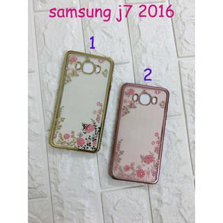 Ốp lưng dẻo đính đá viền màu cho Samsung Galaxy J7 2016