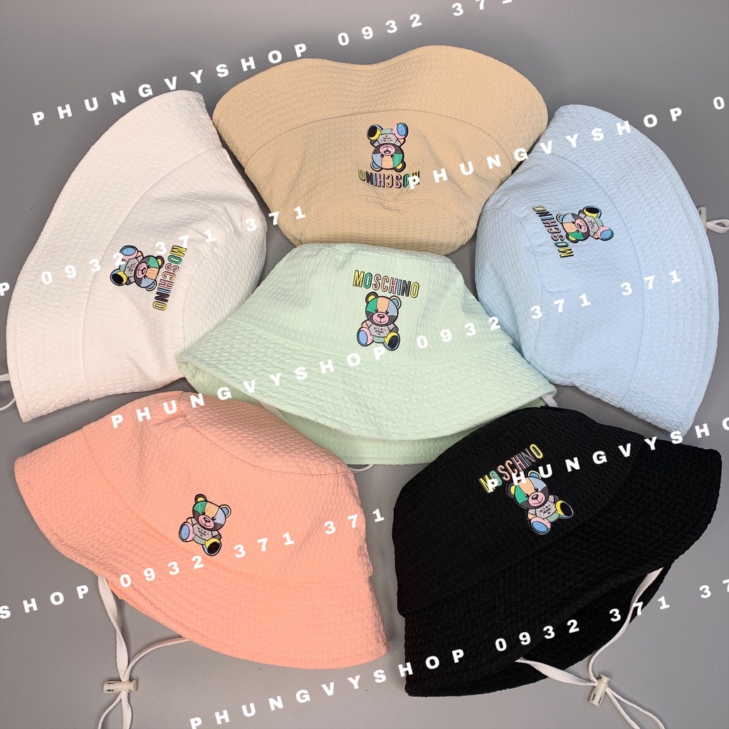 Bé 2-5 Tuổi/ VĐ 52cm_Mũ bucket tai bèo trai gái BO TRUNG vải xốp LOGO NHUAMOS - Nón vành