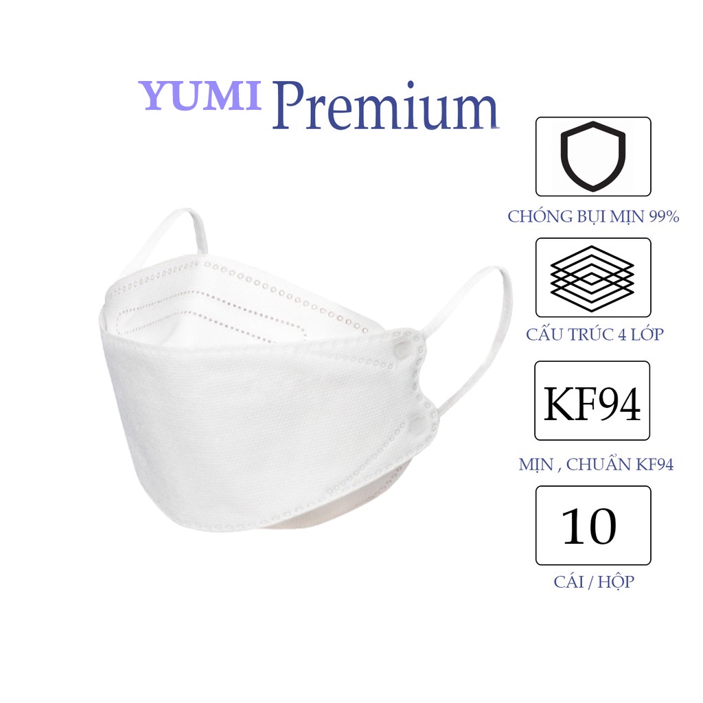 Khẩu trang kf94 Yumi Mask Sét 50 cái kháng khuẩn,chống bụi mịn, không mùi chính hãng