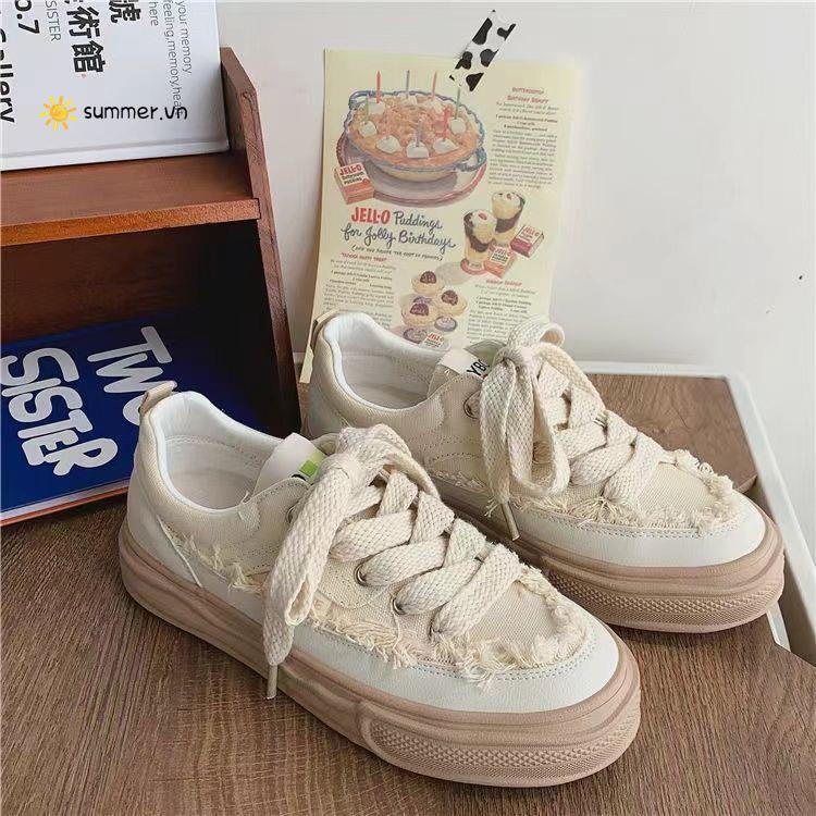 Giày Thể Thao Vải Canvas Đế Dày Thời Trang Mùa Hè 2022 Cho Nữ