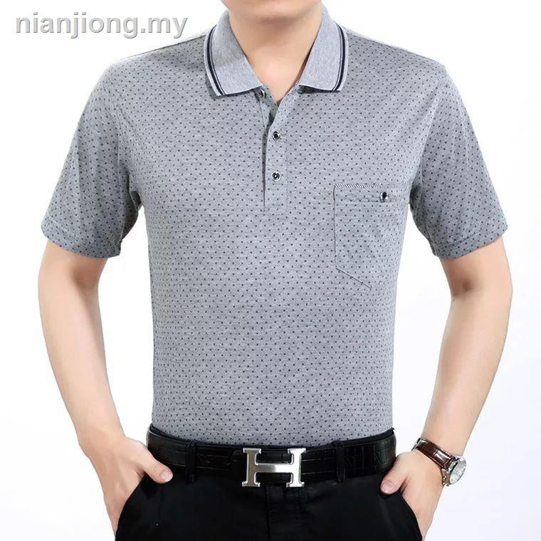 áo polo Tay Ngắn Dáng Rộng Vải Cotton Thời Trang Mùa Hè Cho Nam Trung Niên 40-50 Tuổi