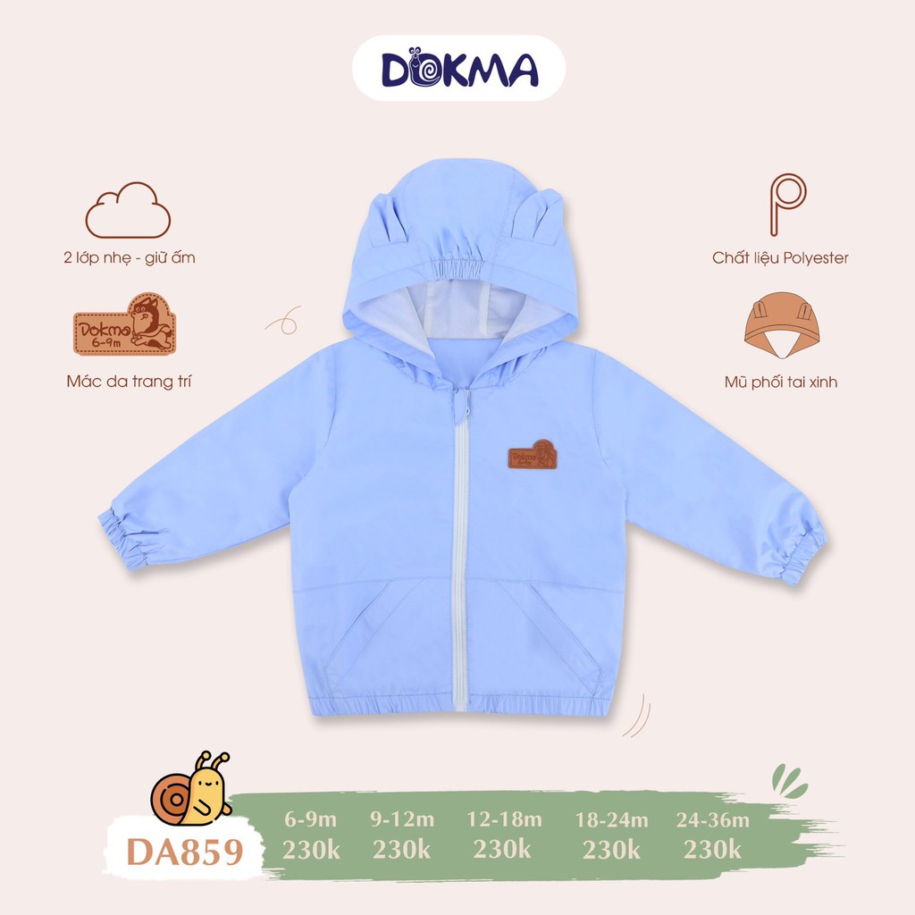 Áo khoác gió mũ phối tai xinh cho bé - DOKMA DA859